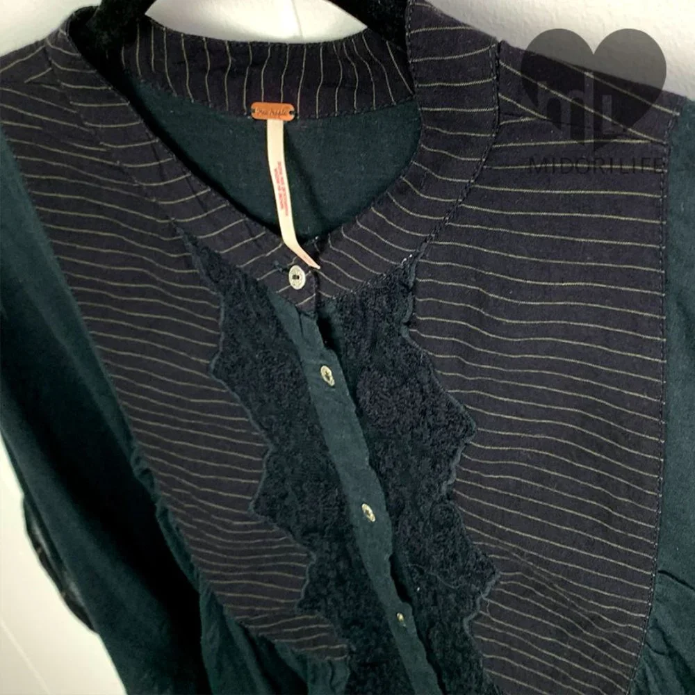 FREE PEOPLE Mixed Media Lace Button Down - Picture 3 of 6